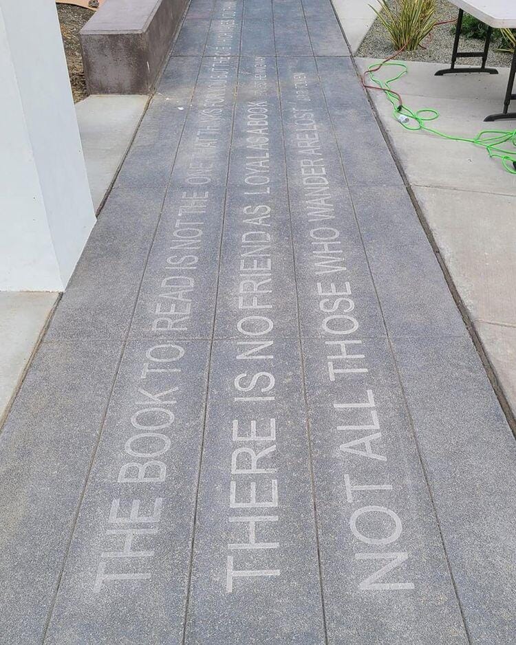 poem engraved concrete finished floor epoxy inlay